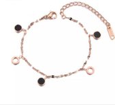 Armband Dames- Vrouw- Rose Goud Zwart- Stainless Steel- LiLaLove