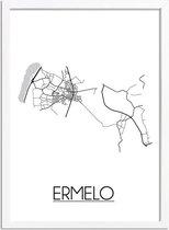 Ermelo Plattegrond poster A3 + Fotolijst wit (29,7x42cm) - DesignClaudShop