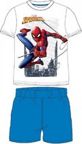 Spiderman Marvel Pyjama - Short Pyjama. Kleur: Wit-Koningsblauw. Maat: 128 cm / 8 jaar.