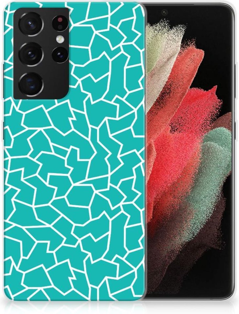 Samsung Galaxy S21 Ultra Hoesje maken Cracks Blue
