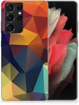 Siliconen Back Cover Samsung Galaxy S21 Ultra Doorzichtig Hoesje Polygon Color