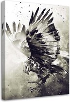 Schilderij Jagende adelaar (print op canvas) 2 maten, grijs (wanddecoratie)