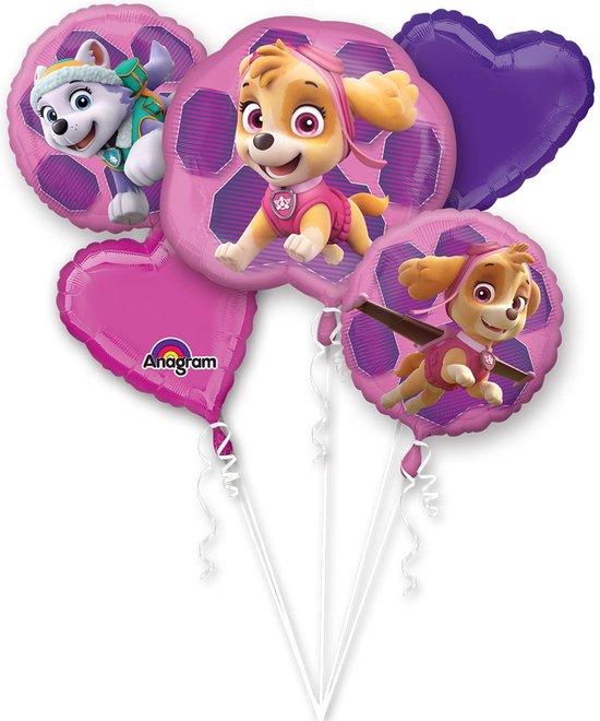 PAW Patrol - Ballon - Folie - Skye & Everest - Roze - 68 cm - 5 stuks