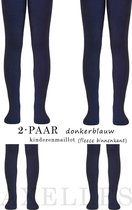 Warme kindermaillot gevoerd (fleece binnenkant), 2-PAAR, donkerblauw, maat 140-146 (6-11 jaar).