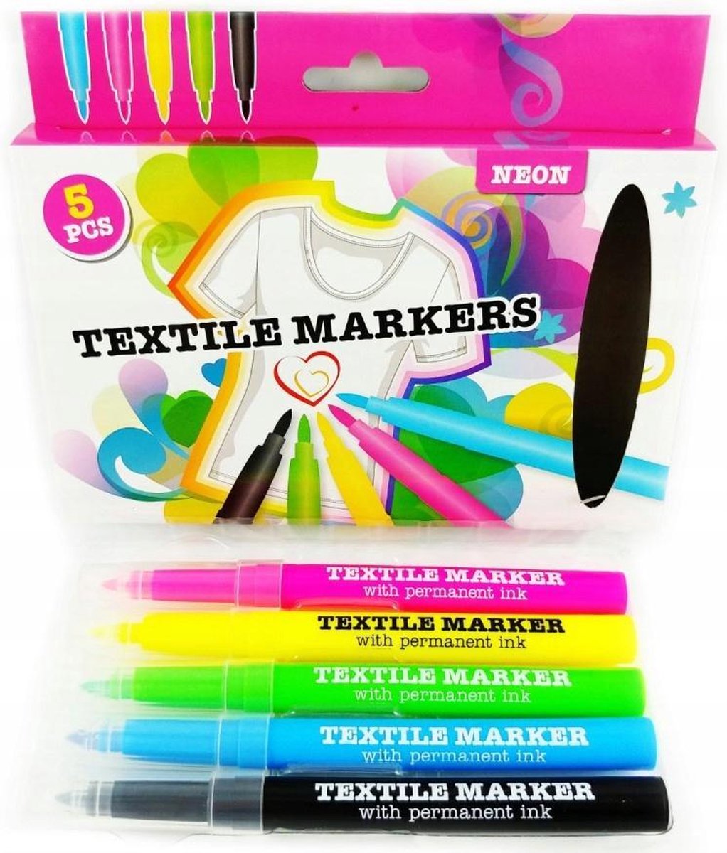 Textile markers NEON 5 stuks | bol