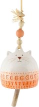 Kat Hanger windbel gong Kat keramiek zalmroze/oranje