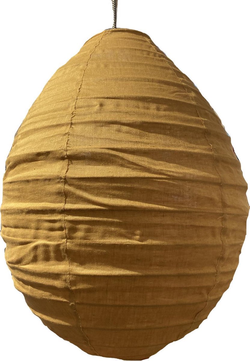 Linnen lampenkap small caramel- GM Z - handgemaakt - Indonesië - 40(h) cm x 35(b) cm