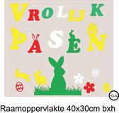 Raam sticker Vrolijk Pasen Herbruikebare - Paashaas - Haas - Bunny - Gekleurd - Easter - Paaseieren - Tekst - Teksten Statische  Herbruikbaar