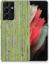 Cover Case Samsung Galaxy S21 Ultra Smartphone hoesje Green Wood