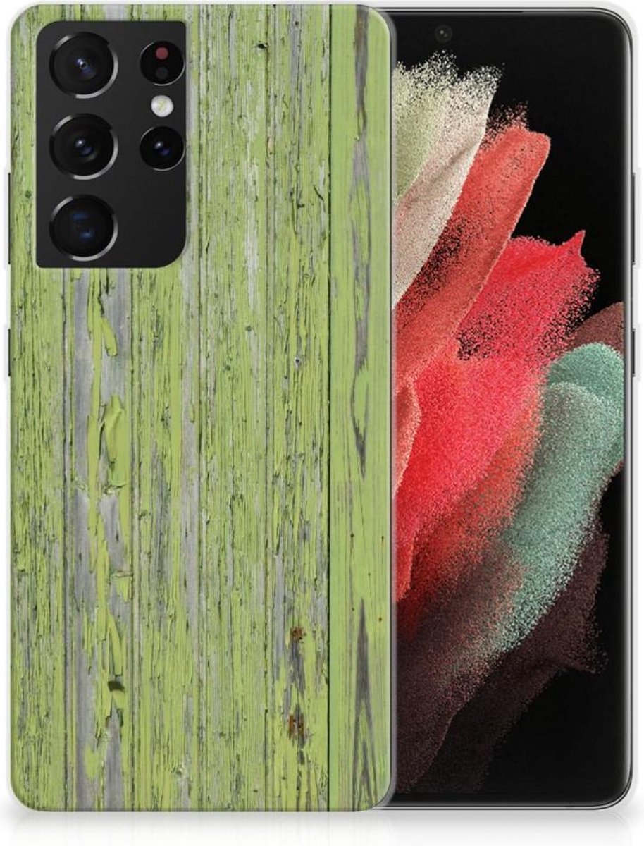 Samsung Galaxy S21 Ultra Bumper Hoesje Green Wood