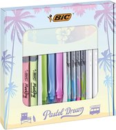 BIC Pastel Dream - Pastel geschenkdoos - 7 Balpennen / 4 Fineliners / 4 markeerstiften / 1 notitieboekje