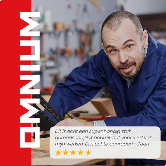 Omnium - Carré - Driehoek métrique - Speed Square - Crochet d'écriture - Crochet de bloc - Crochet à onglet - Triangle de mesure 5 en 1 - Zwart