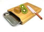 Snijplank met Opvangschaal - Bamboe / RVS - 33 x 24 cm