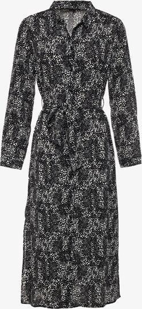 Jazlyn dames blousejurk met print - Zwart - Maat L