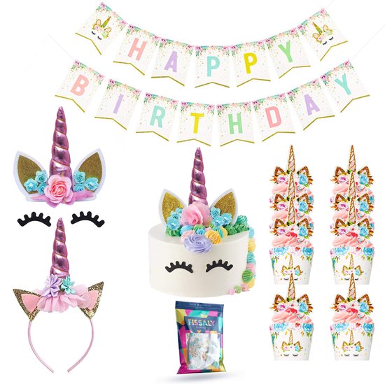 winkel aankomen zin Fissaly® 53 Stuks Roze Eenhoorn Verjaardag Decoratie Versiering – Unicorn  Topper Set –... | bol.com