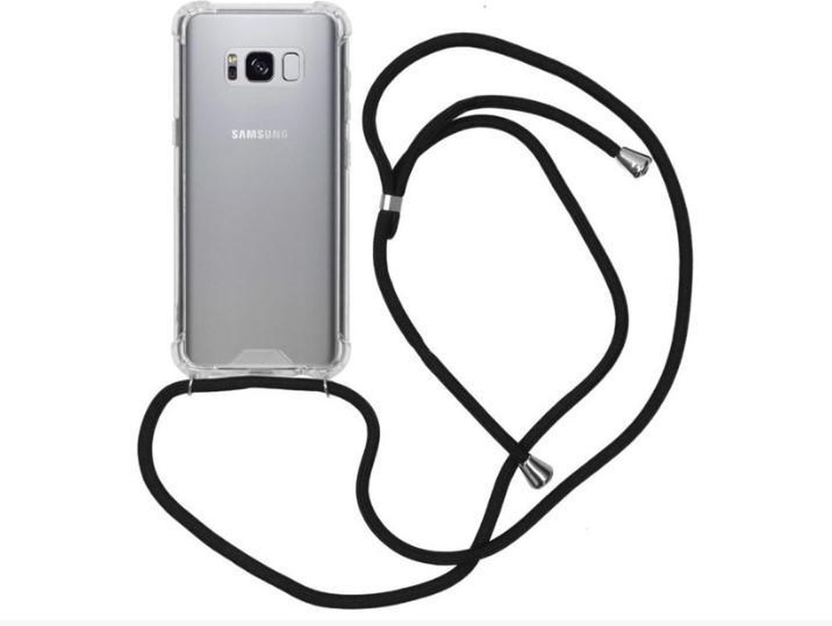 Telefoonhoesje met Koord - Samsung Galaxy A51 – Inclusief Microfiber Doekje - Telefoonkoord Zwart