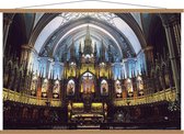 Schoolplaat – Binnenkant Notre-Dame van Montreal - 120x80cm Foto op Textielposter (Wanddecoratie op Schoolplaat)