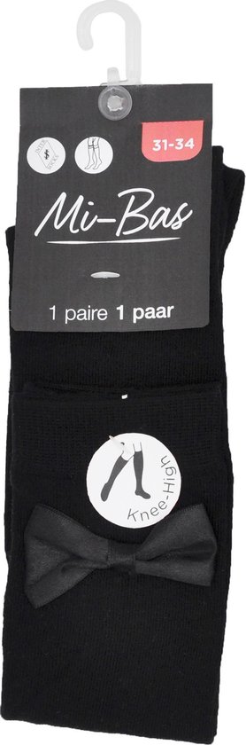 Kniekous Dames Met Strik - Maat 39/42 - zwart - 3paar  chaussettes socks