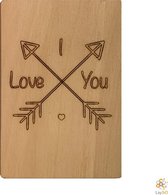 Lay3rD Lasercut - Houten wenskaart - I love you pijlen - Berk 3mm