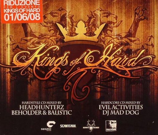 Cover van de "Kings of Hard" CD. Met "Kings of Hard" logo, "01/06/08" datum, "Hardstyle CD" en "Hardcore CD".