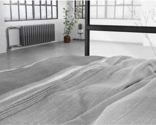 Sleeptime Flanel Stone Stripe - Dekbedovertrekset - Lits-Jumeaux - 240x200/220 + 2 kussenslopen 60x70 - Grijs van Merkloos — afbeelding 3