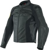 Dainese VR46 Pole Position Black Fluo Yellow Leather Motorcycle Jacket 52