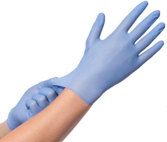 gants en nitrile, sans latex ni poudre - bleu - taille M - 100 pièces |  bol.com