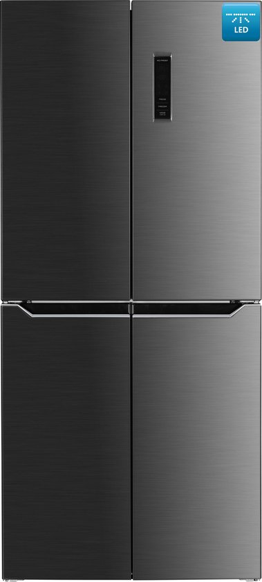 Amerikaanse koelkast: Frilec BONN-MD442-135-040FDI - Amerikaanse Koelkast - No Frost - Met Display - Super Freeze - 362 Liter - Zwart - RVS, van het merk Frilec