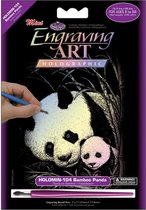 Engraving Art - Graveer kunst Kraskaarten - Kraskaart Holografisch – Panda met baby - 17.8CM X 12.8CM