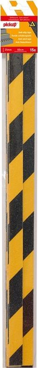 Pickup Antislip tape geel zwart - 15 strips 2,5x60 cm