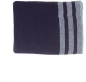 Navy sjaal - Linnen sjaal - Blauw gestreepte sjaal- 100% Linnen