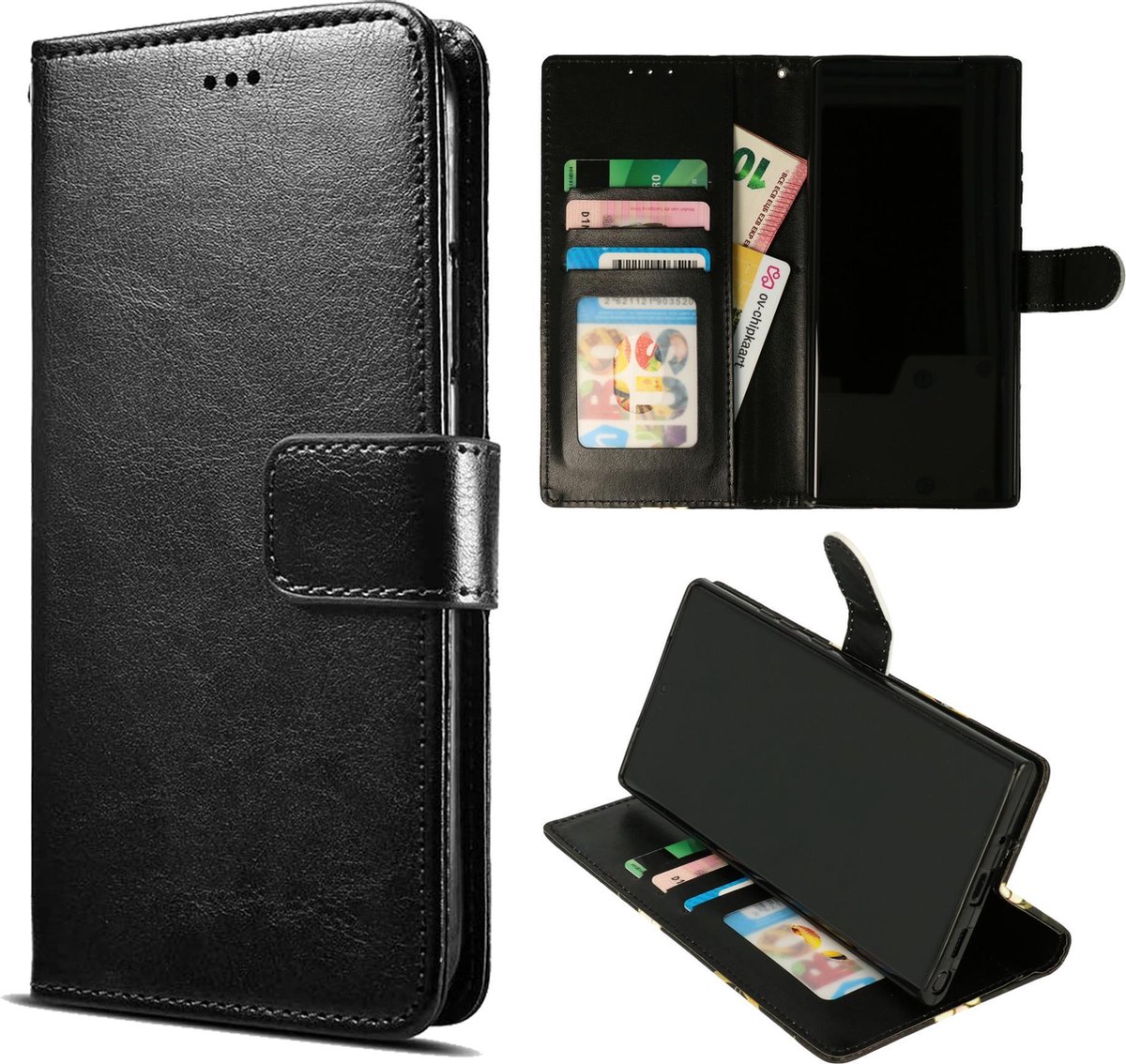 HB Hoesje Geschikt voor LG K52 - Zwart - Portemonnee Book Case met Pasjeshouder en Magneetlipje