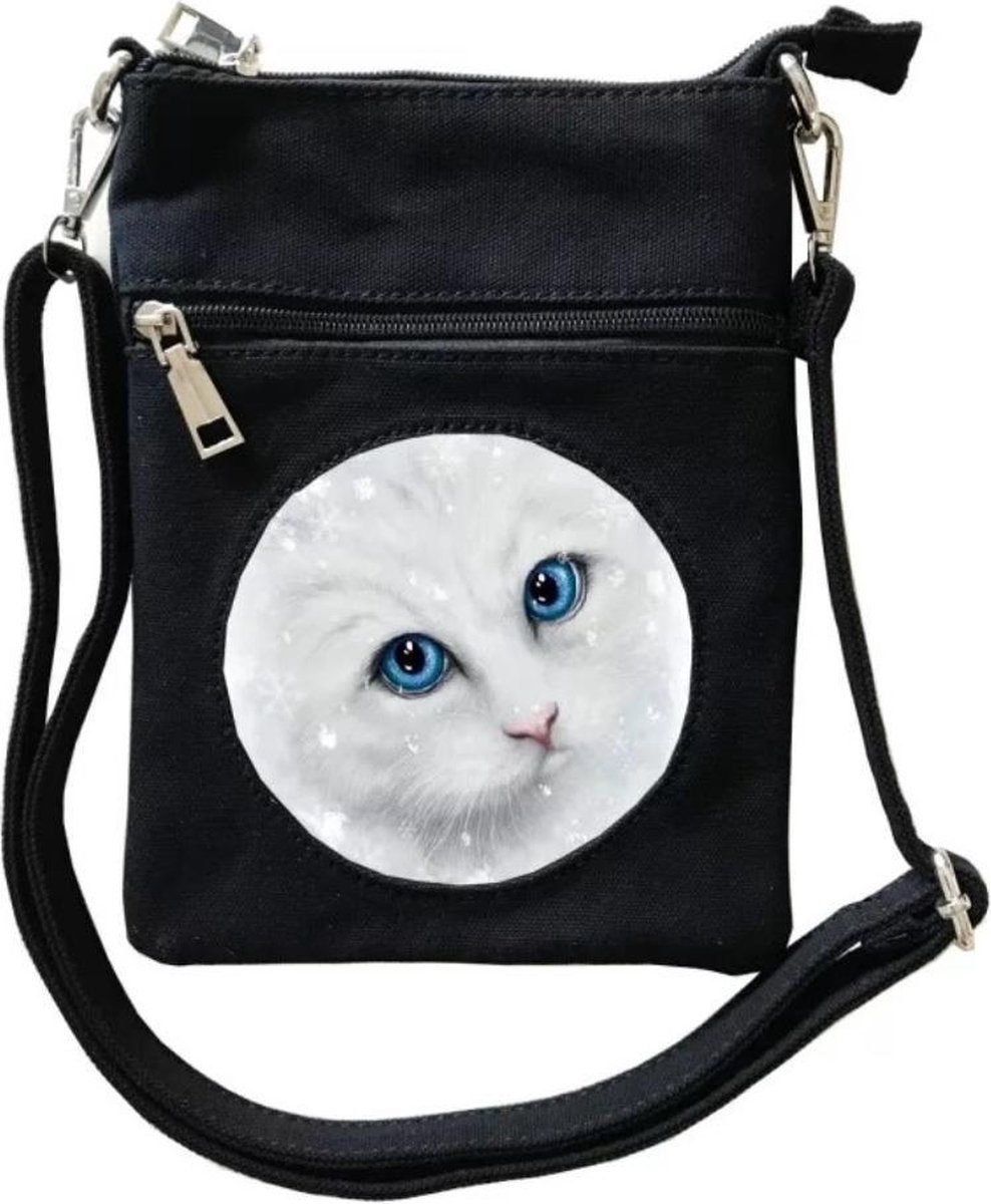 SheBlackDragon schoudertas met 3D afbeelding Winter Cat