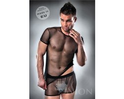 PASSION MEN | Komplet Passion Men Lingerie Black Clear Top + Tshirt S/m