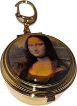 Verguld heel klein meeneem mini zak asbakje inklapbaar Mona Lisa - sleutelhanger