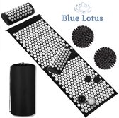 Blue Lotus® XL Acupressuur Mat + kussen, Tas en Massageballen – Spijkermat met Kussen – 120 x 45 x 2 cm – Zwart