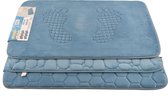 Badmat & WC Mat Set -Douche mat set blauw - 60 x40 cm - badmat set 3-delig - Soft Foam - Extra Zacht - FOAM