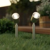 Spots de jardin solaires LED argent - Design - lot de 2 pièces