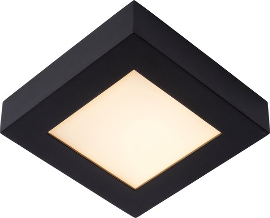 Lucide BRICELED - Plafonnière Badkamer - LED Dimb. - 1x15W 3000K - IP44 - Zwart