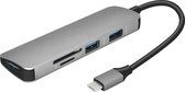 Qost USB-C hub - 5 in 1 adapter - Grijs