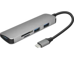 5 in 1 Aluminium USB-C Hub Adapter - 1x HDMI / 2x USB 3.0 / 1x SD TF Cardreader - Geschikt voor Macbook Pro / Surface Book / Dell XPS / Asus Zenbook / MSI / Lenovo Yoga / HP Spectre / Samsung S9 / Plus / S8