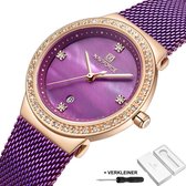 Horloges voor Vrouwen Dames Horloge Dameshorloge Watch - Meisjes Horloges - Incl. Horlogebox Geschenkdoos & Versteller - Paars Rosé - Litts®