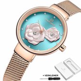 Naviforce® Horloges voor Vrouwen Dameshorloge Meisjes Moederdag Cadeautje Cadeau – Dames Watch Horloge – Horlogebox Geschenkdoos – Rosé Blauw