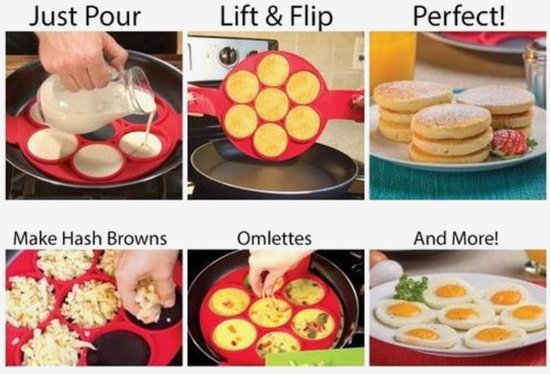 Siliconen Bakvorm Ei Pannenkoek – Bakvorm Flipper - Maak De Perfecte Pannenkoeken Gebakken Eieren En Omeletjes Bakvorm Ei Bak Eenvoudig 4 Gelijke Gerechten Model Bloem