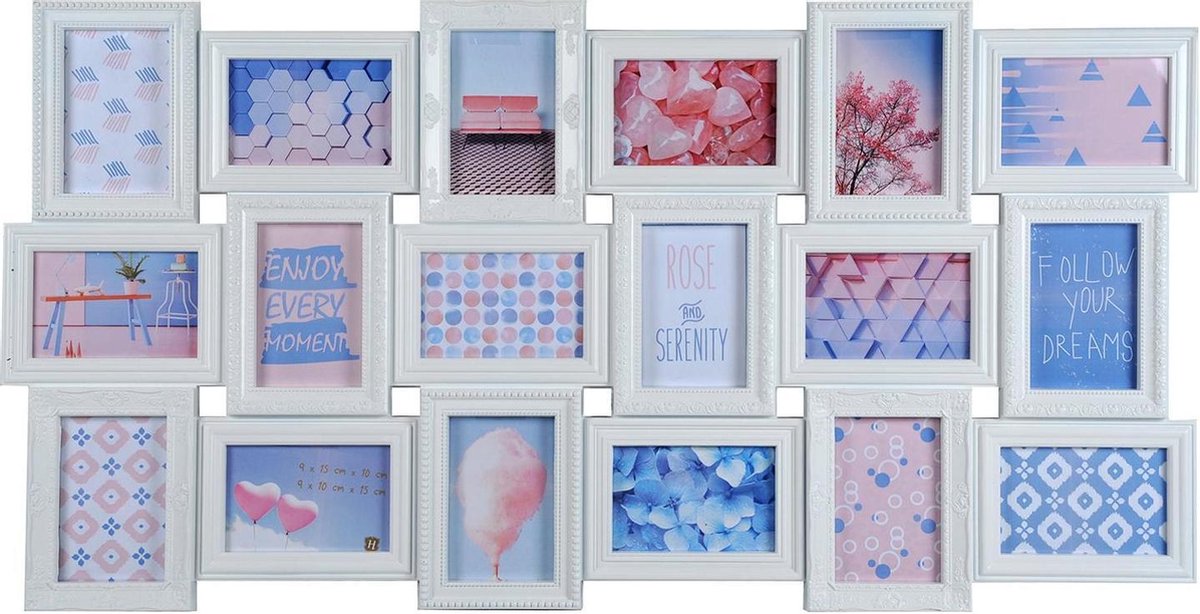 Henzo Fotolijst - Henzo - Trendy Gallery - Collagelijst voor 18 foto's - Fotomaat 10x15 cm - Wit
