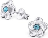 Aramat jewels ® - 925 sterling zilveren oorbellen bloem kristal aqua