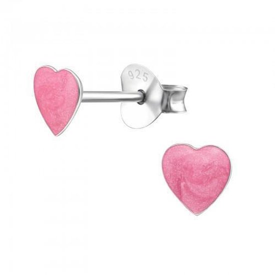Aramat jewels ® - 925 sterling zilveren oorbellen hart pink shimmer