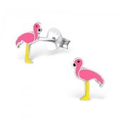 Aramat jewels ® - 925 sterling zilveren kinder oorbellen flamingo
