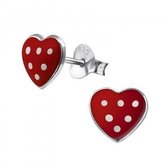 Aramat jewels ® - Kinder oorbellen hart stip rood 925 zilver 8mm x 7mm