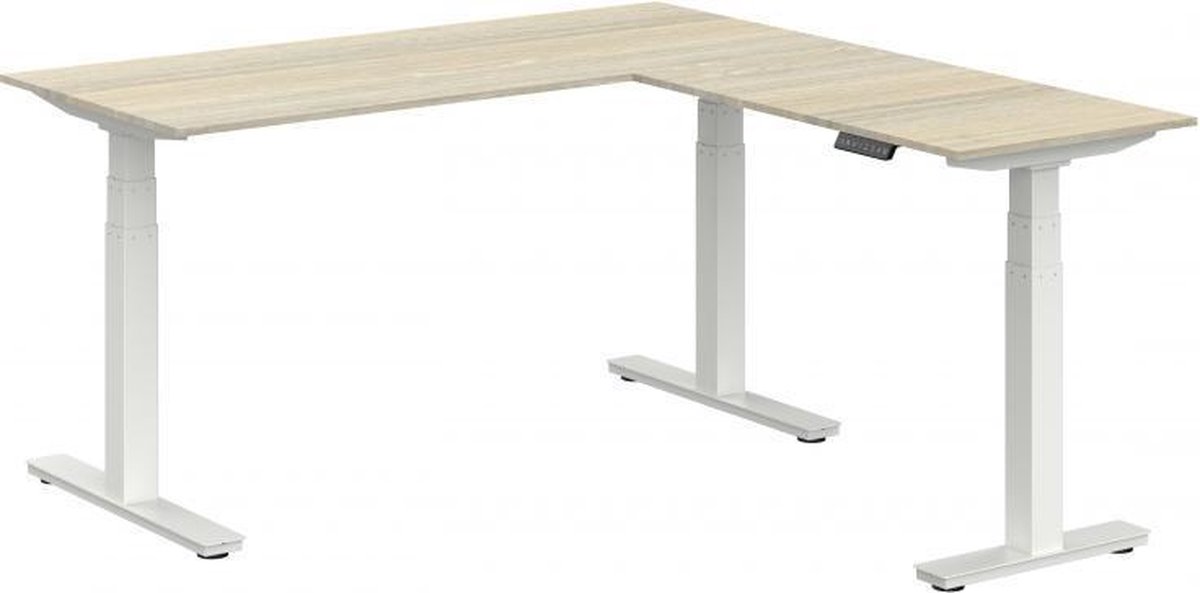 ABC Kantoormeubelen Elektrisch verstelbare zit-sta hoek opstelling Teez breed 180CM diep 160CM bladkleur Kersen framekleur Wit (RAL9010) | NEN-EN527|TÜV Rheinland | Rechts